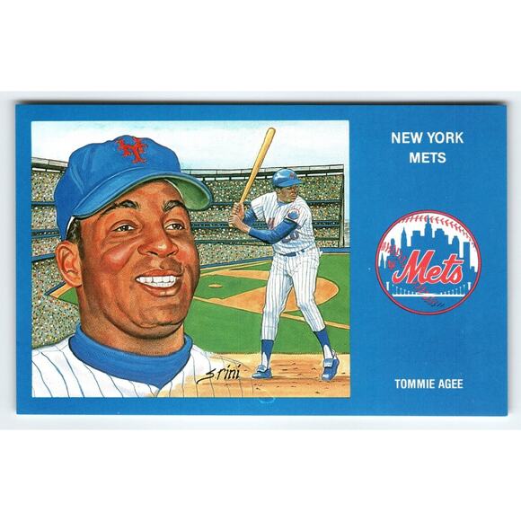 1969 NY Mets Baseball Postcard Susan Rini Tommie Agee Unused Limited Edition - Picture 1 of 2